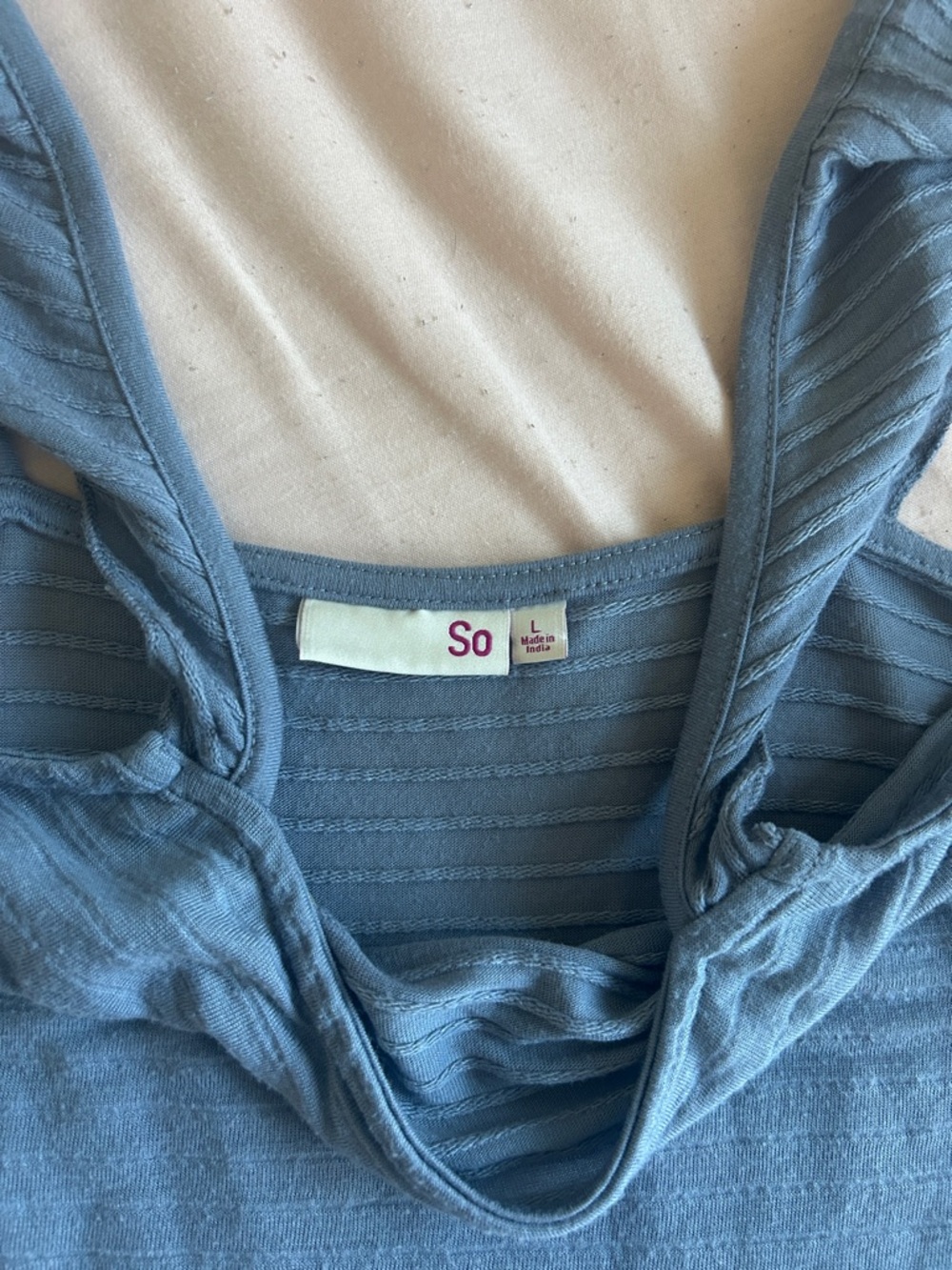 SO Dusty Blue Ribbed Tank with Ruffle Straps - Picture 3 of 4